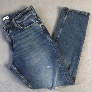 ZARA Distressed Jeans Women 8 Slim Straight Medium Wash Ripped Denim Capsule